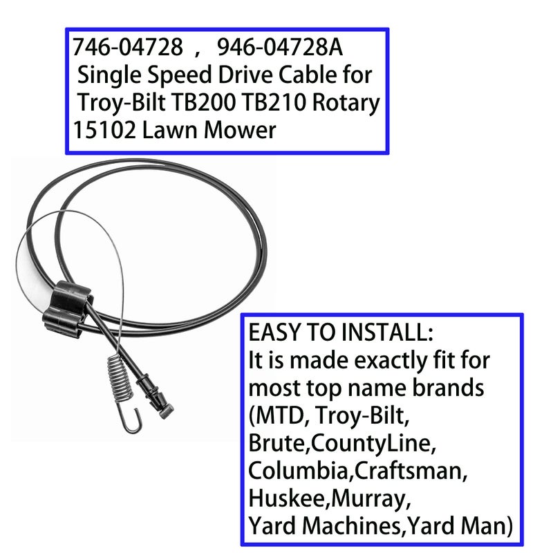 OUSTUE 946-04728A Single Speed Drive Cable for Troy-Bilt TB200 TB210 Rotary 15102 Lawn Mower 746-04728 - Image 5